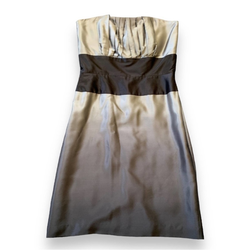WHITE HOUSE BLACK MARKET women's silver ombre strapless cocktail dress SZ 6
